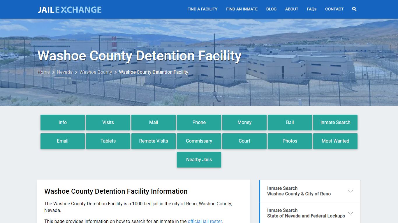Washoe County Detention Facility, NV Inmate Search, Information